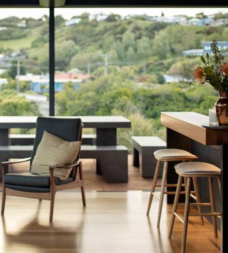 E13 Windows - Williams House - View from lounge through glass windows