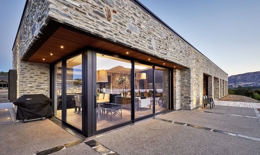 Schist House - sliding glass doors